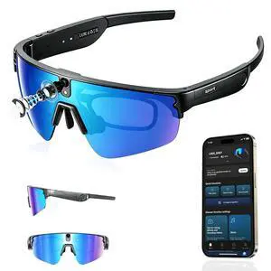 AI Smart Glasses with Camera,4K Video Recording Glasses, AI Voice Assistant,Real-Time Translation,Object Recognition,Bluetooth Sports Sunglasses,IP66 Waterproof for Cycling,Running & Hiking (Blue) AI Smart Glasses with Camera,4K Video Recording Glasses, AI Voice Assistant,Real-Time Translation,Object Recognition,Bluetooth Sports Sunglasses,IP66 Waterproof for Cycling,Running & Hiking (Blue)