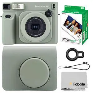 Instax Wide 400 Instant Film Camera (Sage Green) Bundle with Instax Wide Instant Film (20 Sheets), with Accessories Including Leather Camera Case Instax Wide 400 Instant Film Camera (Sage Green) Bundle with Instax Wide Instant Film (20 Sheets), with Accessories Including Leather Camera Case