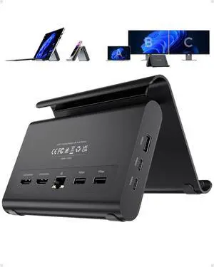 Laptop Docking Station Dual Monitor 4K@60Hz, 3*USB-C/A 10Gbps, Plug & Play | 10-in-1 USB C Hub with 2 HDMI, 6x USB A/USB C, Vertical Stand Dock for Surface Pro 11/10/9/8 & Windows Laptops, Black Laptop Docking Station Dual Monitor 4K@60Hz, 3*USB-C/A 10Gbps, Plug & Play | 10-in-1 USB C Hub with 2 HDMI, 6x USB A/USB C, Vertical Stand Dock for Surface Pro 11/10/9/8 & Windows Laptops, Black
