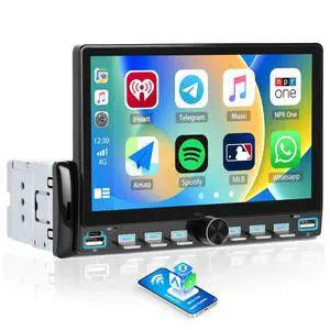 7 Inch Single Din Car Stereo - Wireless CarPlay & Android Auto, Mirror Link, Steering Wheel Control, Bluetooth, FM Radio, 7 Color Lights, EQ Adjustment, Online Video Support for Most Vehicles 7 Inch Single Din Car Stereo - Wireless CarPlay & Android Auto, Mirror Link, Steering Wheel Control, Bluetooth, FM Radio, 7 Color Lights, EQ Adjustment, Online Video Support for Most Vehicles