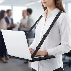 Laptop Harness for Walking Anti-Slip Upgraded Portable Wearable Black Laptop Stand with Safety Strap for up to 16 Inches Tablets E-Readers Notebook Notepad Standing Desk Laptop Harness for Walking Anti-Slip Upgraded Portable Wearable Black Laptop Stand with Safety Strap for up to 16 Inches Tablets E-Readers Notebook Notepad Standing Desk
