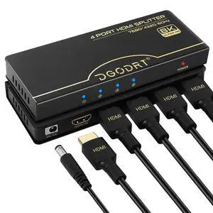8K@60Hz HDMI Splitter 1 in 4 Out, 1x4 Power HDMI 2.1 Splitter 4 Ports Distributor Box, Support 4K@120HZ HDCP 2.3 3D HDR 48 Gbps for HDTV, Fire Stick, PS5, Xbox, Blu Ray(HDsplit8K-4P) 8K@60Hz HDMI Splitter 1 in 4 Out, 1x4 Power HDMI 2.1 Splitter 4 Ports Distributor Box, Support 4K@120HZ HDCP 2.3 3D HDR 48 Gbps for HDTV, Fire Stick, PS5, Xbox, Blu Ray(HDsplit8K-4P)