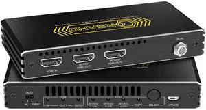 8K@60Hz 4K@120Hz HDMI 2.1 Splitter 1 in 2 Out,48 Gbps,HDCP 2.3,Supports VRR,ALLM,HDCP Bypass,EDID,Duplicate/Mirror/Copy,Downscale,HDR,Dolby Vision Atmos,Soundbar 8K@60Hz 4K@120Hz HDMI 2.1 Splitter 1 in 2 Out,48 Gbps,HDCP 2.3,Supports VRR,ALLM,HDCP Bypass,EDID,Duplicate/Mirror/Copy,Downscale,HDR,Dolby Vision Atmos,Soundbar