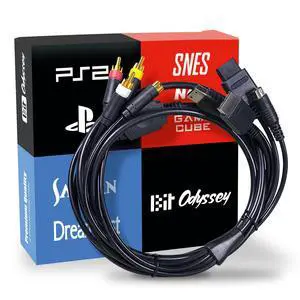 Premium S-Video AV Combo Cable, 6 ft, for SNES/N64/GameCube. PS1-2, Saturn/Dreamcast, Enhanced Video for Retro Gaming Premium S-Video AV Combo Cable, 6 ft, for SNES/N64/GameCube. PS1-2, Saturn/Dreamcast, Enhanced Video for Retro Gaming