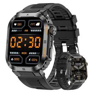 Military Smartwatch for Men, 2.01" HD Screen reloj inteligente para Hombre, Answer/Make Calls, IP68 Waterproof Sports Fitness Tracker with Heart Rate, Blood Oxygen, Sleep Monitor, Black Military Smartwatch for Men, 2.01" HD Screen reloj inteligente para Hombre, Answer/Make Calls, IP68 Waterproof Sports Fitness Tracker with Heart Rate, Blood Oxygen, Sleep Monitor, Black