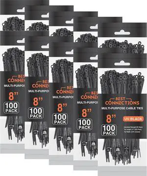 Black Cable Ties 1,000 Pcs Cable Zip Ties 8 Inch with Screw Down Hole for Mounting- Strong Nylon Wire Ties with 50 Lbs Tensile Strength Cable Management Ties for Outdoor & Indoor Black Cable Ties 1,000 Pcs Cable Zip Ties 8 Inch with Screw Down Hole for Mounting- Strong Nylon Wire Ties with 50 Lbs Tensile Strength Cable Management Ties for Outdoor & Indoor