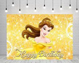 Yellow Princess Backdrop Birthday Party Supplies 5x3ft Beauty and The Beast Photo Backgrounds Princess Belle Theme Baby Shower Banner for Birthday Cake Table Decoration WAN6576E Yellow Princess Backdrop Birthday Party Supplies 5x3ft Beauty and The Beast Photo Backgrounds Princess Belle Theme Baby Shower Banner for Birthday Cake Table Decoration WAN6576E
