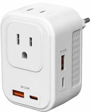 Voltage Converter for European Travel: 220V to 110V Converter US to Europe, Plug Adapter with Fast Charge 2 USB C, 2 USB A & 2 Outlets, Universal Travel Essentials for France Germany Italy Spain, etc Voltage Converter for European Travel: 220V to 110V Converter US to Europe, Plug Adapter with Fast Charge 2 USB C, 2 USB A & 2 Outlets, Universal Travel Essentials for France Germany Italy Spain, etc
