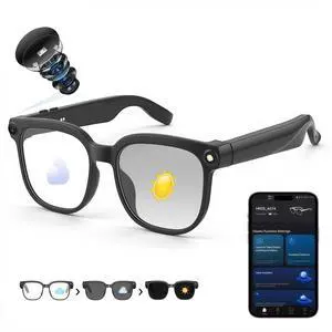 AI Smart Glasses with Camera, 8MP 4K/1080P Video Recording Glasses, Real-Time Translation, AI Voice Assistant & Object Recognition, Open-Ear Audio, Photochromic UV400 Lenses for Travel & Business AI Smart Glasses with Camera, 8MP 4K/1080P Video Recording Glasses, Real-Time Translation, AI Voice Assistant & Object Recognition, Open-Ear Audio, Photochromic UV400 Lenses for Travel & Business