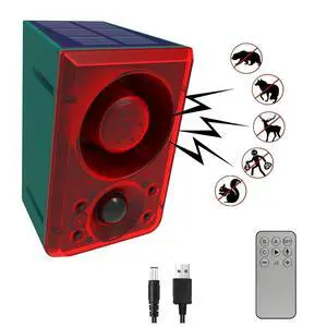 Solar Outdoor Motion Sensor Alarm - Dog Barking&Gunshot Sound 130db Motion Detector Alarm Light,with Remote Controller for Home, Villa,Yard,Chicken coop Solar Outdoor Motion Sensor Alarm - Dog Barking&Gunshot Sound 130db Motion Detector Alarm Light,with Remote Controller for Home, Villa,Yard,Chicken coop