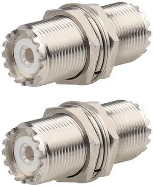 2 Pack UHF PL259 Connector Adapter UHF SO239 Female to Female Bulkhead Coax Connector 50 Ohm SO-239 PL-259 RF Coaxial Cable Adapter 2 Pack UHF PL259 Connector Adapter UHF SO239 Female to Female Bulkhead Coax Connector 50 Ohm SO-239 PL-259 RF Coaxial Cable Adapter