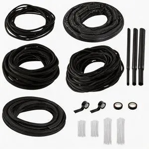 Split Wire Loom Sleeve Master Kit, Complete Cord & Hose Protection for Vehicles, No-Chew Cable Management Set with Split Sleeves, Fabric Heat Shrink Tubing, Silicone Tape & Cable Ties Split Wire Loom Sleeve Master Kit, Complete Cord & Hose Protection for Vehicles, No-Chew Cable Management Set with Split Sleeves, Fabric Heat Shrink Tubing, Silicone Tape & Cable Ties