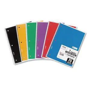 Spiral Notebook, 1 Subject, College Ruled Paper, 7-1/2" x 10-1/2", 70 Sheets per Notebook, Colors Will Vary, 6 Pack (73065) Spiral Notebook, 1 Subject, College Ruled Paper, 7-1/2" x 10-1/2", 70 Sheets per Notebook, Colors Will Vary, 6 Pack (73065)