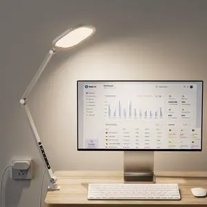 LED Desk Lamp for Home Office, 15W Desk Light with C- Clamp, Swing Arm, Memory & Timer Function, 1200LM Dimmable Computer Light for Video Calls, Conference, Study (White-Clamp) LED Desk Lamp for Home Office, 15W Desk Light with C- Clamp, Swing Arm, Memory & Timer Function, 1200LM Dimmable Computer Light for Video Calls, Conference, Study (White-Clamp)