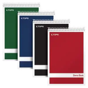 Steno Pads 4 Pack, 6" x 9" Spiral Steno Notebooks, Gregg Rule for lists, 80 Sheets Each, White Paper, Assorted Covers, Take Notes for School, College, Work, Office (80220) Steno Pads 4 Pack, 6" x 9" Spiral Steno Notebooks, Gregg Rule for lists, 80 Sheets Each, White Paper, Assorted Covers, Take Notes for School, College, Work, Office (80220)