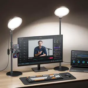 2 Packs Desk Ring Light with Stand for Conference, Adjustable Desktop Light with Phone Holder for Video Calls, Zoom Lighting for Computer/Laptop, Video Light for Recording, Podcast,Photography 2 Packs Desk Ring Light with Stand for Conference, Adjustable Desktop Light with Phone Holder for Video Calls, Zoom Lighting for Computer/Laptop, Video Light for Recording, Podcast,Photography