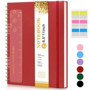 Spiral Notebook Journal 8.5 x 11, A4 Large Notebooks for Women Men, College Ruled Lined Journal, 100 GSM Paper, Hardcover Spiral Bound Journals for Work School Writing Note Taking Business, Red Spiral Notebook Journal 8.5 x 11, A4 Large Notebooks for Women Men, College Ruled Lined Journal, 100 GSM Paper, Hardcover Spiral Bound Journals for Work School Writing Note Taking Business, Red