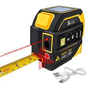 4-in-1 Laser Tape Measure with Laser Level Crosshairs |130ft/40m Laser Distance+16ft/5m AutoLock Tape |Backlit LCD Display (Ft/Inch/M/mm) |for DIY,Construction, Interior Design (Yellow/131Ft) 4-in-1 Laser Tape Measure with Laser Level Crosshairs |130ft/40m Laser Distance+16ft/5m AutoLock Tape |Backlit LCD Display (Ft/Inch/M/mm) |for DIY,Construction, Interior Design (Yellow/131Ft)