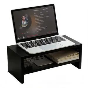 Wooden Monitor Stand Riser, 2-Tier Desk Shelf with Storage Organizer, Ergonomic Computer Stand, Storage Organizer for Laptop, Computer, Black, 15.7 Inch Wooden Monitor Stand Riser, 2-Tier Desk Shelf with Storage Organizer, Ergonomic Computer Stand, Storage Organizer for Laptop, Computer, Black, 15.7 Inch