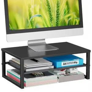 2-Tier Computer Monitor Stand Riser, Desk Organizer for Monitor, Black 2-Tier Computer Monitor Stand Riser, Desk Organizer for Monitor, Black