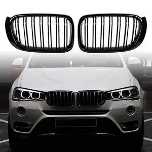 F25 F26 Grille, Black Front Kidney Grille Grill Compatible with BMW 2014-2017 X3 F25 2015-2018 X4 F26, Gloss Black Double Slats F25 F26 Grille, Black Front Kidney Grille Grill Compatible with BMW 2014-2017 X3 F25 2015-2018 X4 F26, Gloss Black Double Slats