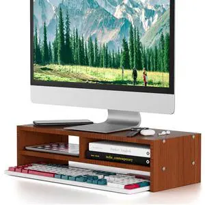 Monitor Stand Riser with Storage, 2 Tier Desk Organizer & Desktop Wood Shelf, Ergonomic Computer Stand for Laptop, PC & Printer, 16" Small TV Riser with 50 lbs Weight Capacity, Walnut Brown Monitor Stand Riser with Storage, 2 Tier Desk Organizer & Desktop Wood Shelf, Ergonomic Computer Stand for Laptop, PC & Printer, 16" Small TV Riser with 50 lbs Weight Capacity, Walnut Brown