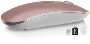 M31 Bluetooth Mouse for MacBook Pro/Air, iPad - Rechargeable Tri-Mode Wireless Mouse for 3 Devices (BT 5.2 + 2.4G), Portable Silent Computer Mouse for Surface, Windows, Rose Gold M31 Bluetooth Mouse for MacBook Pro/Air, iPad - Rechargeable Tri-Mode Wireless Mouse for 3 Devices (BT 5.2 + 2.4G), Portable Silent Computer Mouse for Surface, Windows, Rose Gold