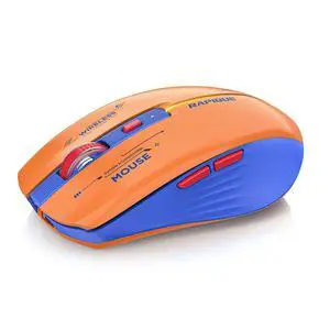 Bluetooth Wireless Mouse - (BT1/BT2+USB Receiver) Dual Mode, Rechargeable, Quiet Click, Multi-Device Compatibility for Laptop, Computer, MacBook, Tablet (Blue and Orange) Bluetooth Wireless Mouse - (BT1/BT2+USB Receiver) Dual Mode, Rechargeable, Quiet Click, Multi-Device Compatibility for Laptop, Computer, MacBook, Tablet (Blue and Orange)