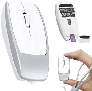Mini Portable 2-in-1 Wireless Bluetooth Mouse & TF Card Reader (Supports Up to 2TB), 3.07×1.49in Compact-Sized, USB-C Rechargeable, for MacBook iPad Laptop Chromebook, Travel Office, Silver Mini Portable 2-in-1 Wireless Bluetooth Mouse & TF Card Reader (Supports Up to 2TB), 3.07×1.49in Compact-Sized, USB-C Rechargeable, for MacBook iPad Laptop Chromebook, Travel Office, Silver