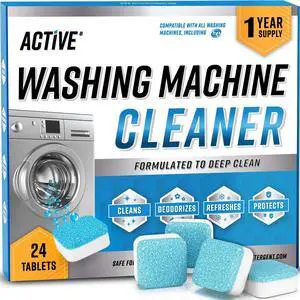 Washing Machine Cleaner Descaler 24 Pack - Deep Cleaning Tablets For HE Front Loader & Top Load Washer, Septic Safe Eco-Friendly Deodorizer, Clean Inside Drum and Laundry Tub Seal - 12 Month Supply Washing Machine Cleaner Descaler 24 Pack - Deep Cleaning Tablets For HE Front Loader & Top Load Washer, Septic Safe Eco-Friendly Deodorizer, Clean Inside Drum and Laundry Tub Seal - 12 Month Supply