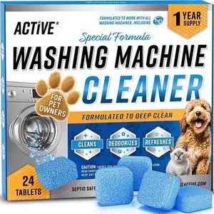 Washing Machine Cleaner for Pet Owners Enzymatic Deep Clean Descaler for Cat & Dog Hair, Urine, Odor, Residue, 24 Septic-Safe Tablets for Top Load, Front Loader, HE Washer Tub - 1 Year Supply Washing Machine Cleaner for Pet Owners Enzymatic Deep Clean Descaler for Cat & Dog Hair, Urine, Odor, Residue, 24 Septic-Safe Tablets for Top Load, Front Loader, HE Washer Tub - 1 Year Supply