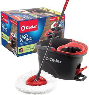 EasyWring Microfiber Spin Mop, Bucket Floor Cleaning System, Red, Gray, Standard EasyWring Microfiber Spin Mop, Bucket Floor Cleaning System, Red, Gray, Standard