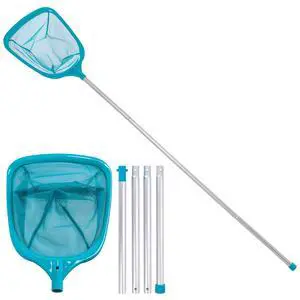 Swimming Pool 5 Foot Leaf Skimmer Net with 4 Aluminum Pole Sections - 6" Deep Ultra Fine Mesh Netting Bag Basket for Fast Cleaning of The Finest Debris - 60" Long, Clean Spas, Ponds Swimming Pool 5 Foot Leaf Skimmer Net with 4 Aluminum Pole Sections - 6" Deep Ultra Fine Mesh Netting Bag Basket for Fast Cleaning of The Finest Debris - 60" Long, Clean Spas, Ponds