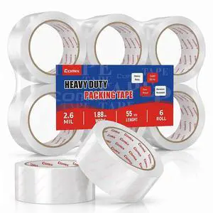 Heavy Duty Crystal Clear Packing Tape for Dispenser Refill, 1.89" x 54.6 Yd/Per Roll, 2.6 Mil Thick, Tear Resistant for Packing, Shipping and Mailing, 6 Pack Heavy Duty Crystal Clear Packing Tape for Dispenser Refill, 1.89" x 54.6 Yd/Per Roll, 2.6 Mil Thick, Tear Resistant for Packing, Shipping and Mailing, 6 Pack