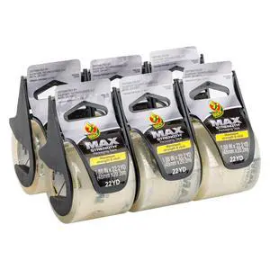 Max Strength Clear Packing Tape with Dispenser 6 Rolls of Maximum Strength Heavy Duty Packaging Tape for Shipping & Moving, Strong Packing Tape for Boxes, 1.88 Inch x 22 Yards, Clear (284983) Max Strength Clear Packing Tape with Dispenser 6 Rolls of Maximum Strength Heavy Duty Packaging Tape for Shipping & Moving, Strong Packing Tape for Boxes, 1.88 Inch x 22 Yards, Clear (284983)