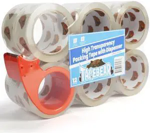 Packing Tape with Dispenser, 2.7mil Thick, 1.88" x 55yd Storage Packaging Tape 12 Rolls Heavy Duty Tape Refills Clear Adhesive Box Tape Long Lasting for Sealing, Moving, Shipping Packing Tape with Dispenser, 2.7mil Thick, 1.88" x 55yd Storage Packaging Tape 12 Rolls Heavy Duty Tape Refills Clear Adhesive Box Tape Long Lasting for Sealing, Moving, Shipping