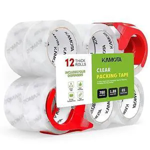 Packing Tape, 12 Rolls Heavy Duty Clear Packaging Tape for Shipping Packaging Moving Sealing, 1.88 inches Wide, 65 Yards Per Roll, Total 780 Yards with 2 Dispensers Packing Tape, 12 Rolls Heavy Duty Clear Packaging Tape for Shipping Packaging Moving Sealing, 1.88 inches Wide, 65 Yards Per Roll, Total 780 Yards with 2 Dispensers