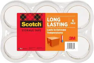 Long Lasting Storage Packing Tape Rolls, Clear, Storage Tape Withstands Extreme Temperatures, 1.88 in x 54.6 yd, 6 Refill Rolls Long Lasting Storage Packing Tape Rolls, Clear, Storage Tape Withstands Extreme Temperatures, 1.88 in x 54.6 yd, 6 Refill Rolls
