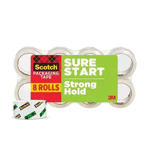 Sure Start Packing Tape, Clear, Quiet Unwind and Easy Start, 1.88 in. x 54.6 yd., 8 Tape Rolls Sure Start Packing Tape, Clear, Quiet Unwind and Easy Start, 1.88 in. x 54.6 yd., 8 Tape Rolls