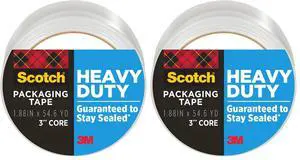 Heavy Duty Shipping Packing Tape, Clear, Shipping and Packaging Supplies, 1.88 in. x 54.6 yd., 1 Tape Roll, (Pack of 2) Heavy Duty Shipping Packing Tape, Clear, Shipping and Packaging Supplies, 1.88 in. x 54.6 yd., 1 Tape Roll, (Pack of 2)