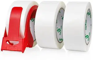 Packing Tape with Red Dispenser White Packaging Tape for Shipping Moving Strong Sealing Adhesive Industrial Depot Tapes for Storage 1.88 inch x 55 Yards, 3 Rolls Packing Tape with Red Dispenser White Packaging Tape for Shipping Moving Strong Sealing Adhesive Industrial Depot Tapes for Storage 1.88 inch x 55 Yards, 3 Rolls