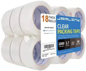 Clear Packing Tape (18 Rolls), Heavy Duty Packaging Tape for Shipping Packaging Moving Sealing, 2.7mil Thick, 1.88 inches Wide, 60 Yards Per Roll, 1080 Total Yards Clear Packing Tape (18 Rolls), Heavy Duty Packaging Tape for Shipping Packaging Moving Sealing, 2.7mil Thick, 1.88 inches Wide, 60 Yards Per Roll, 1080 Total Yards