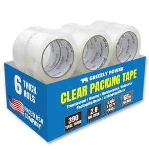 Clear Packing Tape (6 Rolls) | Heavy Duty Packing Tape (2 Inch x 65 Yards) | 2.8mil Thick Strong Adhesive for Moving Boxes, Shipping Cartons, Office Use, Storage & Wrapping (390 Yards) Clear Packing Tape (6 Rolls) | Heavy Duty Packing Tape (2 Inch x 65 Yards) | 2.8mil Thick Strong Adhesive for Moving Boxes, Shipping Cartons, Office Use, Storage & Wrapping (390 Yards)