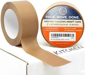 Kraft Paper Packing Tape, Hand-Tear, Shipping, Storage & Moving, 2-Pack Kraft Paper Packing Tape, Hand-Tear, Shipping, Storage & Moving, 2-Pack