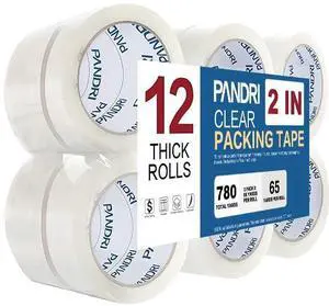 Packing Tape, 12 Rolls Heavy Duty Clear Packaging Tape for Shipping Packaging Moving Sealing, 2 inches Wide, 65 Yards Per Roll, Total 780 Yards Packing Tape, 12 Rolls Heavy Duty Clear Packaging Tape for Shipping Packaging Moving Sealing, 2 inches Wide, 65 Yards Per Roll, Total 780 Yards