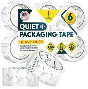 Packing Tape Clear Packaging Refill No Noise Heavy Duty Shipping Adhesive Quiet Dispenser Moving Supplies Boxes Mailing Strong Sealing Boxing Office Silent 60 Yds x 1.88" Wide x 2.7 Mil Thick 6 Rolls Packing Tape Clear Packaging Refill No Noise Heavy Duty Shipping Adhesive Quiet Dispenser Moving Supplies Boxes Mailing Strong Sealing Boxing Office Silent 60 Yds x 1.88" Wide x 2.7 Mil Thick 6 Rolls