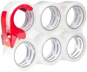 Heavy Duty Clear Packing Tape 2.5Mil x 1.88" x 55Yards, 6 Rolls with Dispenser, Industrial Transparent Packaging Tape for Shipping Moving Sealing Heavy Duty Clear Packing Tape 2.5Mil x 1.88" x 55Yards, 6 Rolls with Dispenser, Industrial Transparent Packaging Tape for Shipping Moving Sealing
