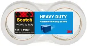 Heavy Duty Shipping Packaging Tape, 1.88 in x 54.6 yd, Designed for Packing, Shipping and Mailing, Strong Seal on All Box Types, 3-Inch Core, 2 Rolls Heavy Duty Shipping Packaging Tape, 1.88 in x 54.6 yd, Designed for Packing, Shipping and Mailing, Strong Seal on All Box Types, 3-Inch Core, 2 Rolls