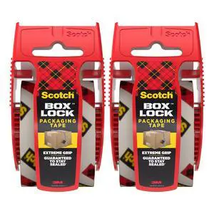 Box Lock Packing Tape, Clear, Extreme Grip Box Packaging Tape for Shipping and Mailing, 1.88 in x 1000 in, 1 Refill Roll, (Pack of 2) Box Lock Packing Tape, Clear, Extreme Grip Box Packaging Tape for Shipping and Mailing, 1.88 in x 1000 in, 1 Refill Roll, (Pack of 2)