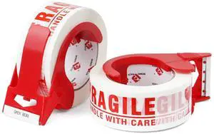 Fragile Tape 2 Inch x 330 Feet (110 Yards) 2 Rolls, Fragiles Tape Handle with Care for Shipping with Dispenser, Heavy Duty Marking Tape for Moving Box Fragile Tape 2 Inch x 330 Feet (110 Yards) 2 Rolls, Fragiles Tape Handle with Care for Shipping with Dispenser, Heavy Duty Marking Tape for Moving Box